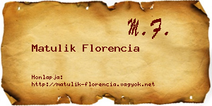 Matulik Florencia névjegykártya